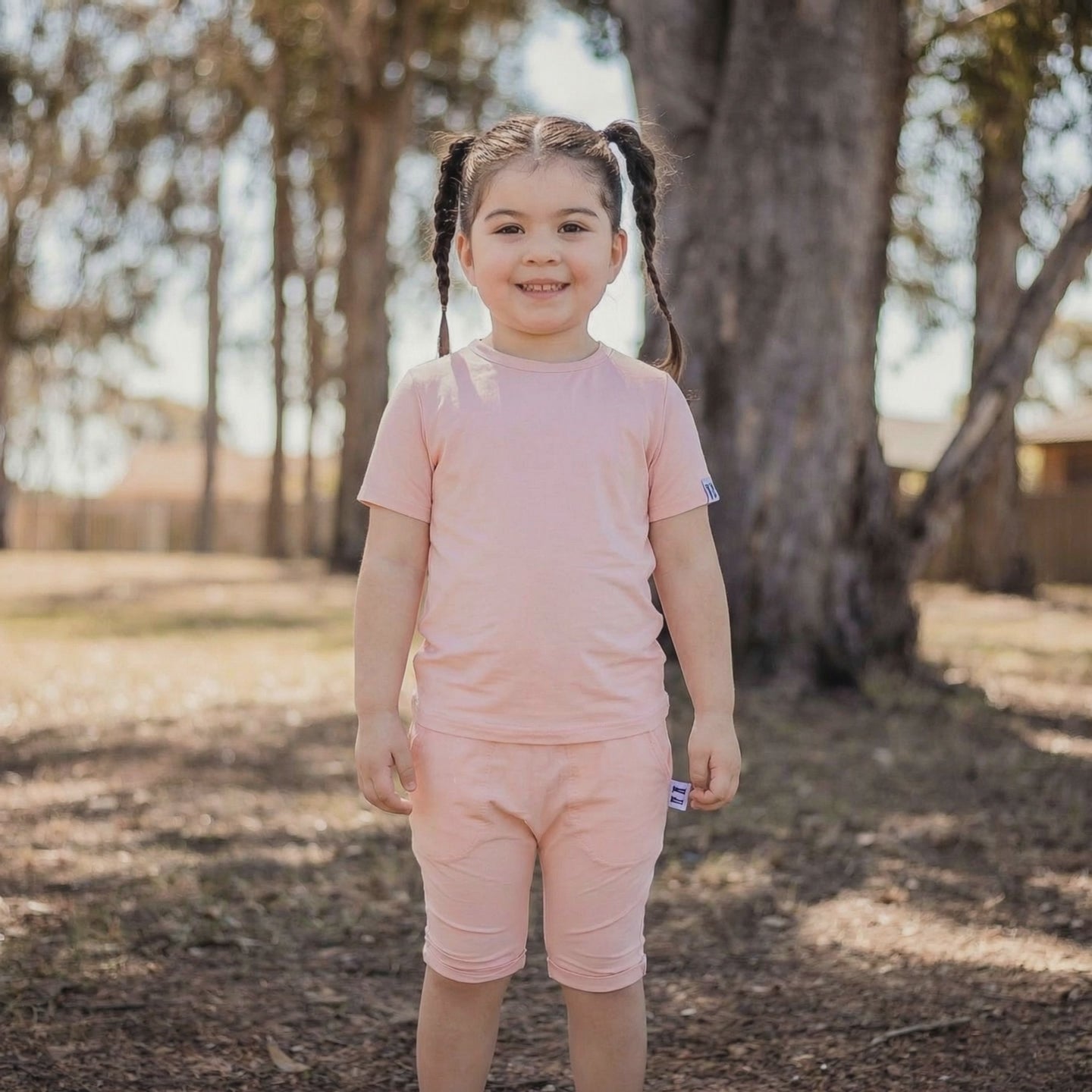 Ultra-soft tagless bamboo short sleeve tee for kids designed for eczema-prone skin